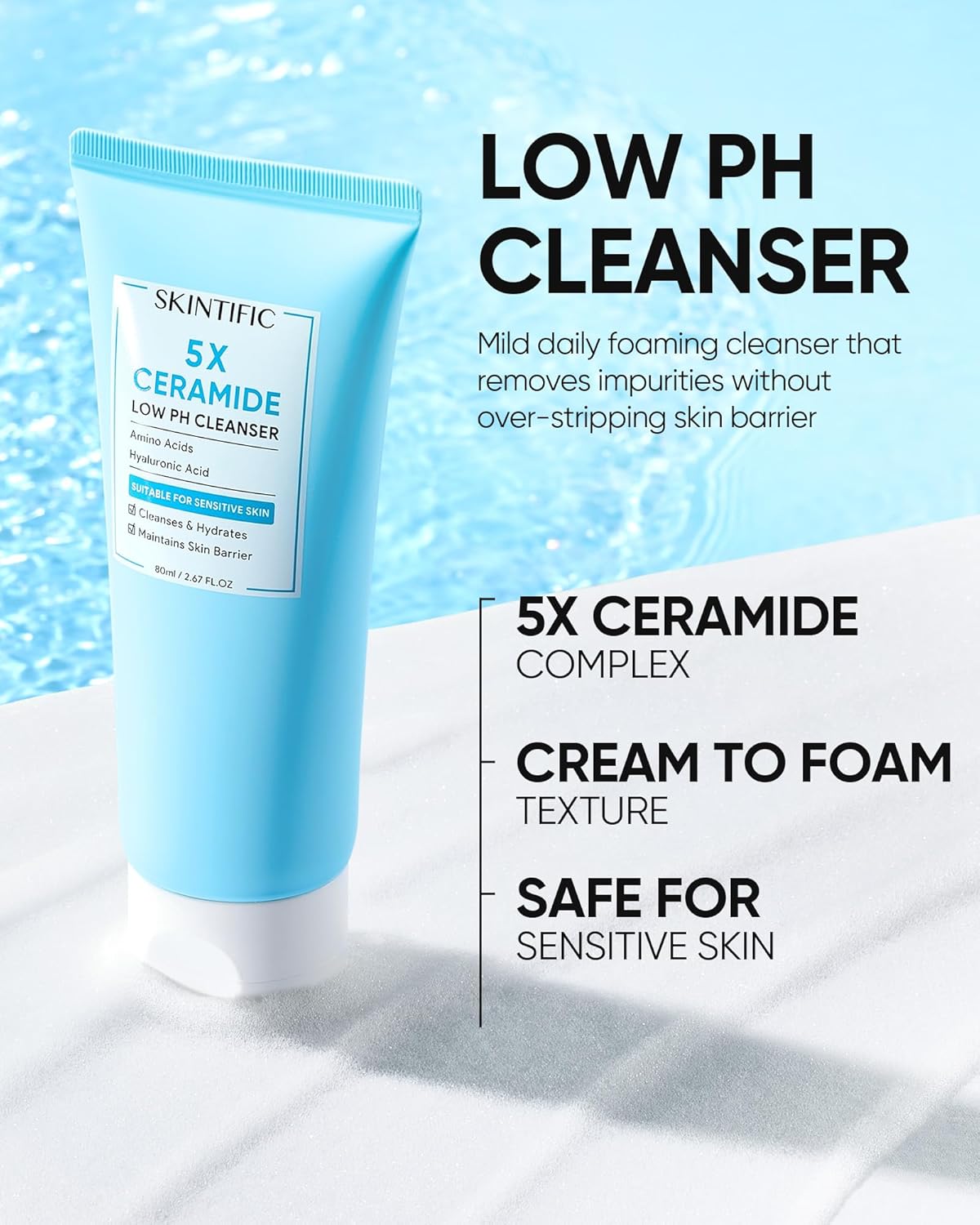 Skintific 5X Ceramide Low pH Cleanser 80ml - Image 3