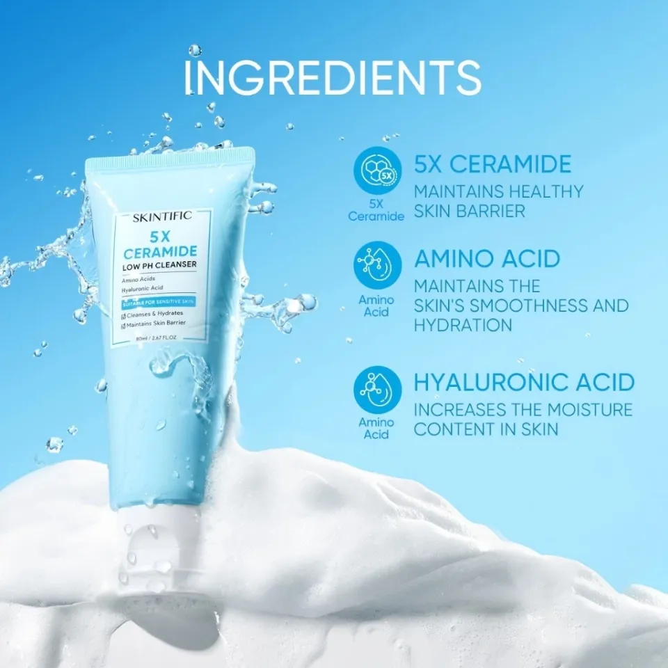 Skintific 5X Ceramide Low pH Cleanser 80ml - Image 2